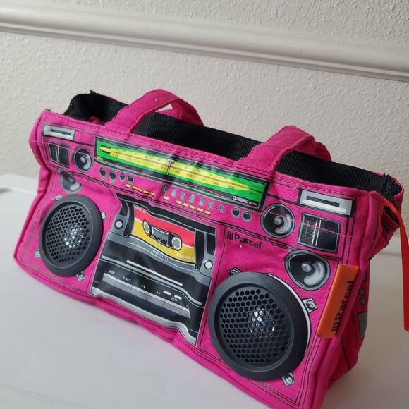 Vintage III Parcel Boombox Speaker Handbag Audio Shoulder Tote Bag Y2K Pink - Picture 3 of 16